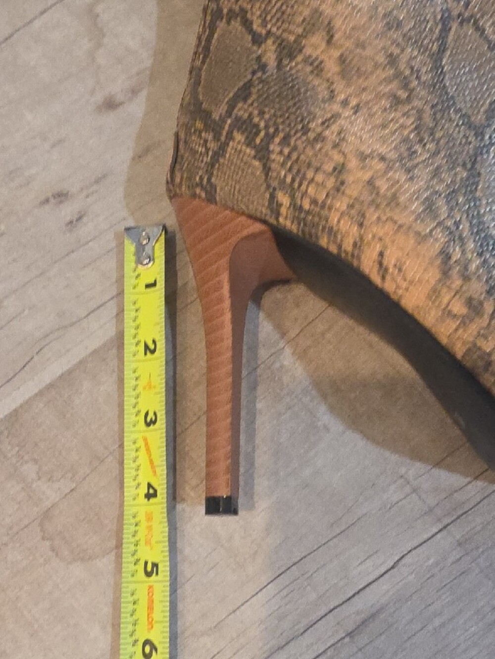 Snake-Print Mid-Calf Stiletto Boots in Brown - Picture 5 of 8